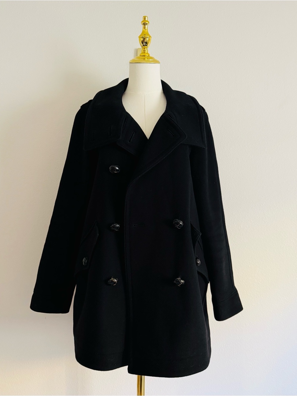 Burberry Black Double-Breasted Pea Coat